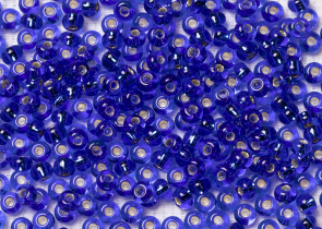 Бисер Чехия круглый 06/0 50 г 37080 прозрачный синий с серебряным прокрасом